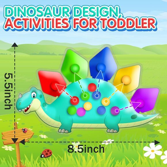 Dinosaur Color Sorting Sensory Toy Gift for Activities Fine Motor Matching - Picture 2 of 5